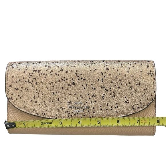 Coach Gold Glitter And Stars Slim Envelope Leather Wallet Large F38692 - Picture 9 of 11